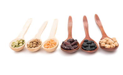 set of spoon beans isolated