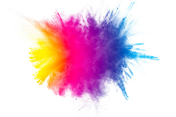 Fototapeta na wymiar Explosion of color powder on white background.