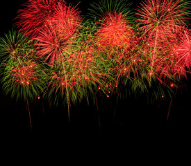 An image of beautiful fireworks celebration on black background.