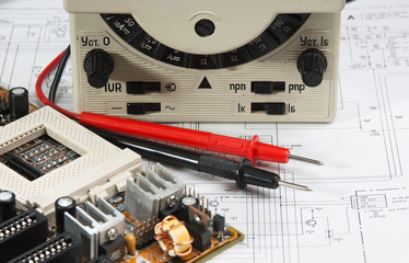 Old multimeter on the wiring diagram