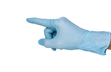 Doctor hand glove shows point