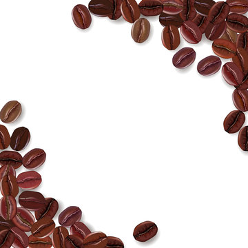 Background With Realistic Coffee Beans And A Place For Text.