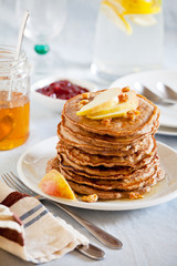 Homemade Whole Wheat Pancakes With Apple Slices