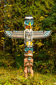 Totem Pole in Stanley Park, Vancouver, British Columbia, Canada