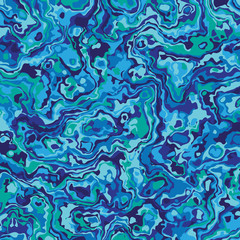 Blue psychedelic abstract background colorful swirls. Ripples, sea surface. Vector illustration. Camouflage pattern. Classic clothing style masking camo print. Flowing fluid wallpaper.