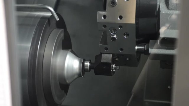 Shaping factory machine tool at work in detail