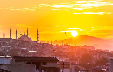 Obraz premium Sunset at Blue Mosque in Istanbul