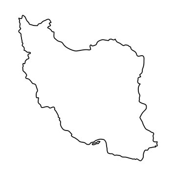 Iran map of black contour curves of vector illustration