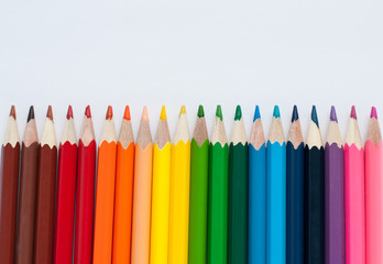 Color pencils isolated on white background.Close up