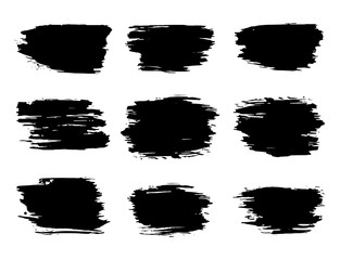 Vector grunge black ink  brush strokes isolated on white background. Vector illustration.