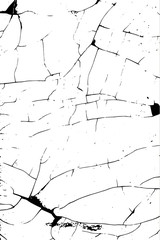 Distressed overlay texture of cracked concrete, stone or asphalt, cracks in the paint. Vintage black and white grunge texture. Cracked paint. Abstract halftone vector illustration. .