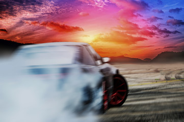 Car drifting on speed track,drifting track - 179874503