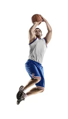 Fotobehang Basketball player in action isolated on white background © masisyan
