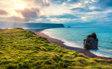 Colorful summer view of Kirkjufjara beach