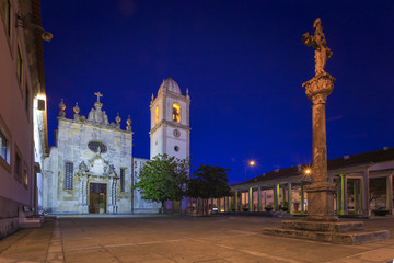 Aveiro city cathedral by night in Portugal