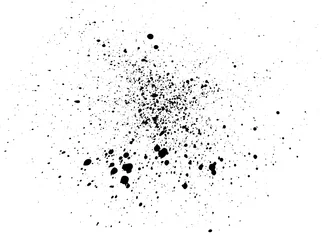 Gordijnen Black paint, ink splash, brushes ink droplets, blots. Black ink splatter background, isolated on white. Vector illustration. © DiscoDancer