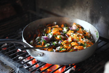 Vegetables cooked on open fire