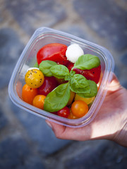 Tomato mozarella salad with basil 
