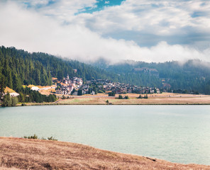 Fototapeta premium Sunny summer morning on Sils lake