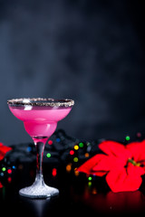 Christmas pink margarita cocktail. Martini Cocktail