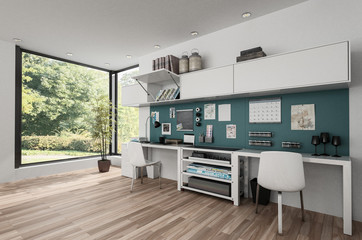 Furnished spacious bright room with workstation
