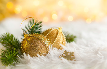 Gold Christmas baubles