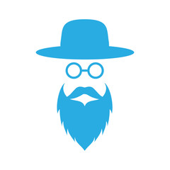 Jewish men in the traditional clothing. Ortodox Jew hat,mustache, glasses and beard. Man concept. Israel people. Flat style. Vector