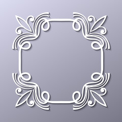 Vintage decorative white frame in 3d style . Template for design. Vector illustration eps10