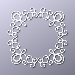 Vintage decorative white frame in 3d style . Template for design. Vector illustration eps10