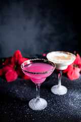 Christmas pink and white margarita cocktails. Martini Cocktails