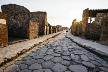 old roman cobble in the streets of Pompeii/ Neapel, Italy, europe