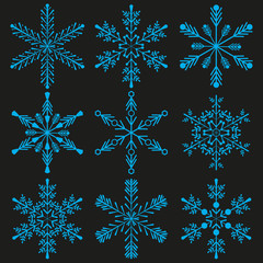 Fototapeta premium Snowflake winter design season december snow celebration ornament vector illustration.