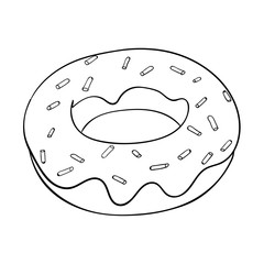 Donut. Black and white outline drawing