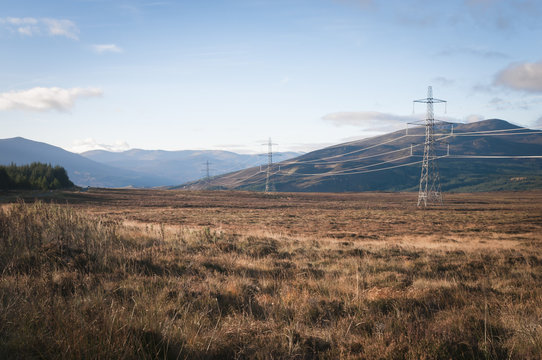 Energy / Pylons and Power Cables strewn across the Scottish Landscape.