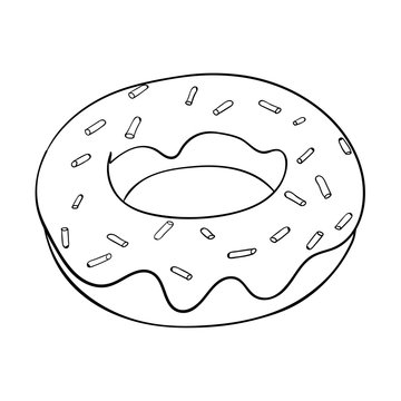 Donut. Black and white outline drawing