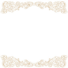 Golden vintage border frame engraving with retro ornament pattern in antique baroque style decorative design. Vector
