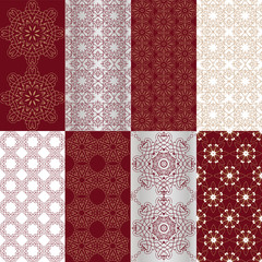 Collection Seamless vintage geometric patterns in oriental style. Stylish graphic monochrome seamless linear backgrounds , line art. Decorative ornament backdrop for fabric, textile, wrapping paper.