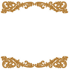 Golden vintage border frame engraving with retro ornament pattern in antique baroque style decorative design. Vector