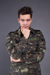 Guy in uniform background isolated