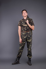 Guy in uniform background isolated