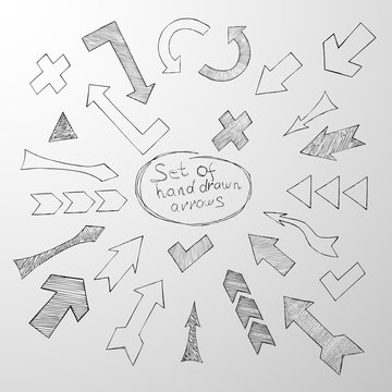Hand drawn arrows. Doodle arrows elements