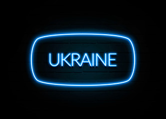 Ukraine  - colorful Neon Sign on brickwall