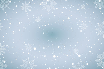 Christmas background, winter decoration season design card with snow and snowflake. Vector xmas