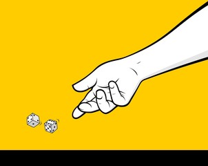Man hand playing dice