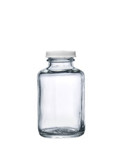 medical glass container closed with a plastic lid
