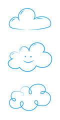 Cute hand drawn clouds - collection. Vector.