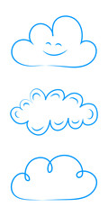 Cute hand drawn clouds - collection. Vector.