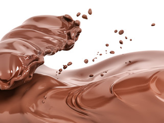 Splash chocolate 3d rendering