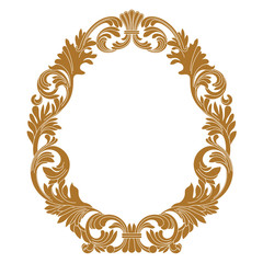 Golden vintage oval graphical frame in antique style. Vector.