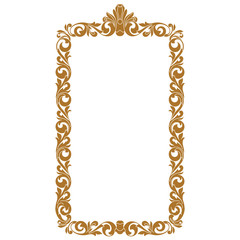 Golden vintage border frame engraving with retro ornament pattern in antique baroque style decorative design. Vector